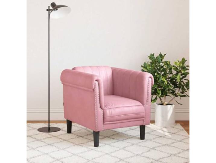 KTHLBRH Sessel Rosa aus Samt 80 x 77 x 74 cm Schaumstoffpolsterung, Beine aus Massivholz, maximale Belastung 110 kg, für Wohnzimmer