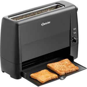 Bartscher Toaster TS20Sli, mit 6 Röststufen & Auftaufunktion, schwarz, 1300 W, Langschlitz, mit Toastrutsche, für 2 Scheiben