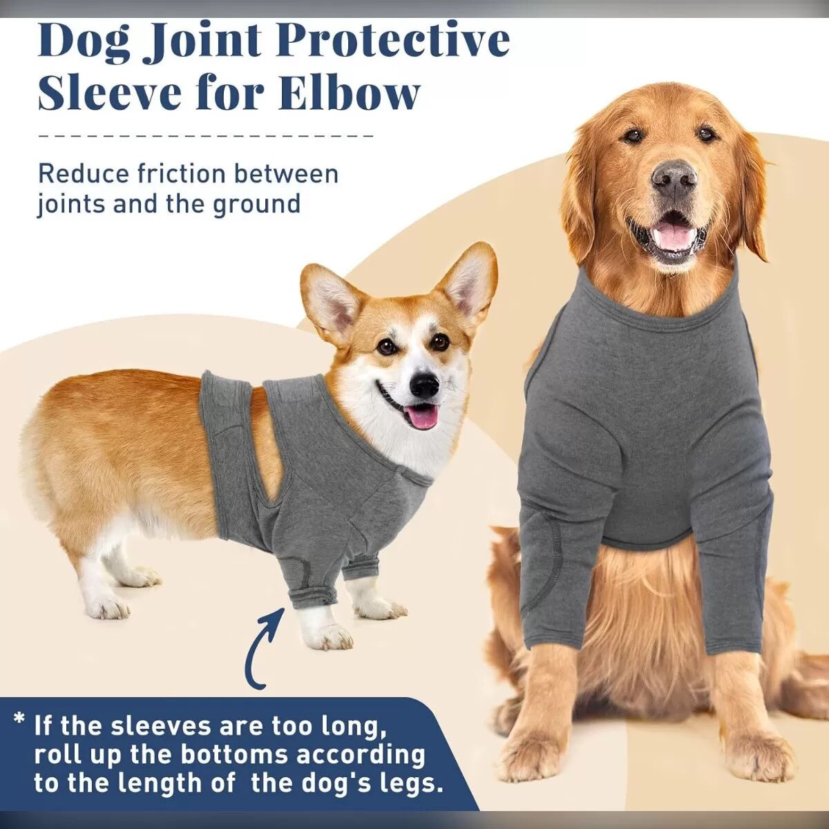 INF Grauer Hundebeinschutz Ärmel - Frontbeinprotektor für Hunde, Postoperative Erholung L