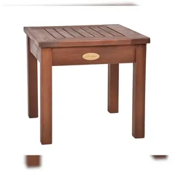 DELUKE Gartentisch ANNIKA - Eukalyptus, Dunkelbraun, 40x40x35cm | Garten Beistelltisch Wetterfest Outdoor Tisch