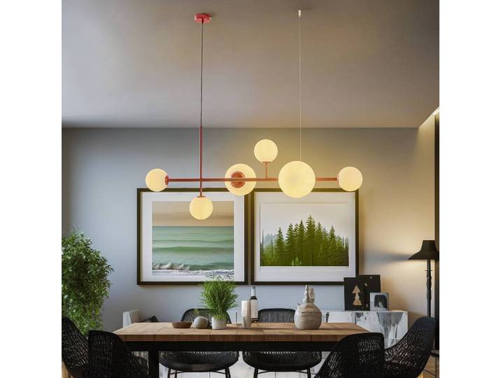 Glas Hängelampe Joel ALDEX, dimmbar, rot, für Wohn- / Esszimmer, Metall, Modern, Pendelleuchte