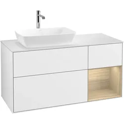 Villeroy & Boch Waschbeckenunterschrank Finion G81, Eckig, Glossy White Lacquer, 1200x603x501mm, mit Beleuchtung, SoftClosing, Push-to-open