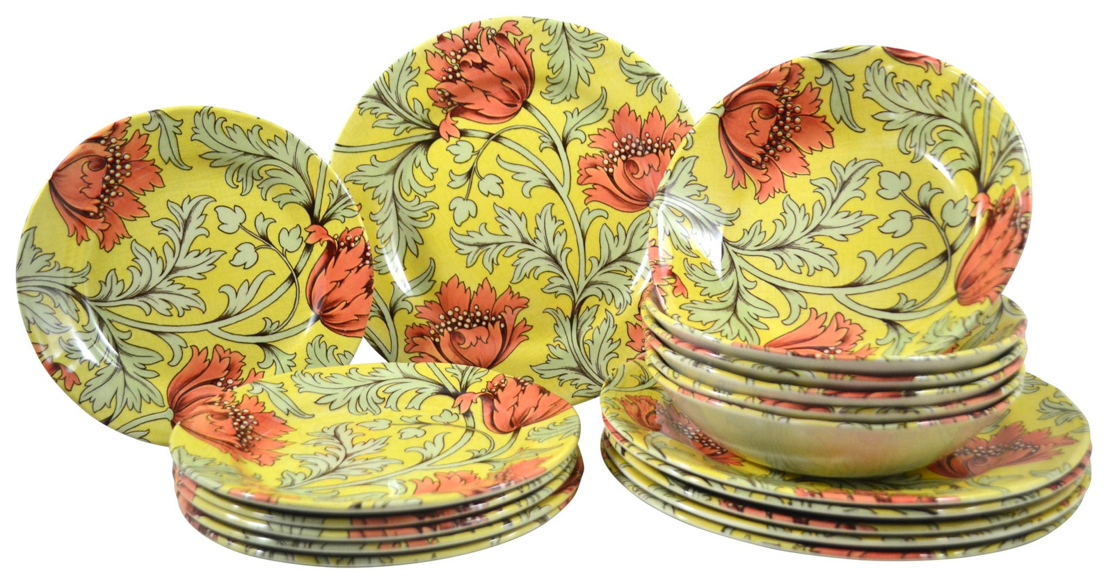 Dripio 18-delige dinner service Florentina met bloemenmotief voor 6 personen