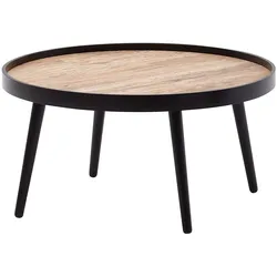 COUCHTISCH Rund in Schwarz Braun, Modernes Design, 76x76x40 cm