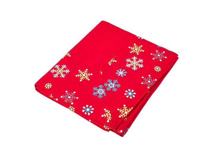TISCHDECKE Weihnachten, rot mit Schneeflocken-Bordüre, 137/178 cm