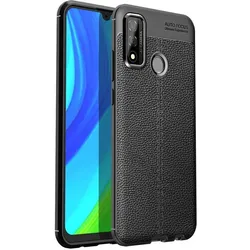 Screenguard Huawei P Smart 2020 Hülle Leather Design TPU Cover (Huawei P Smart (2020)), Smartphone Hülle, Schwarz