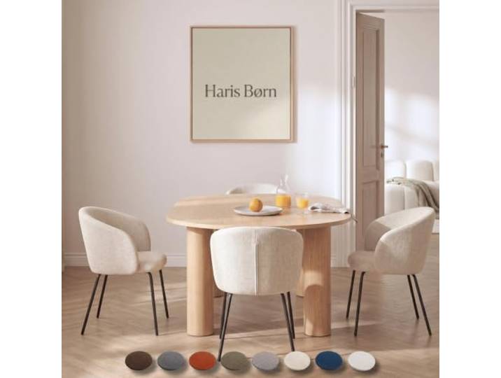 Haris Børn® Esszimmerstühle (4er Set) Beige - Bequeme Polster Esszimmerstühle mit Armlehne - Premium Esstisch Stühle & Wohnzimmer Stühle - Moderne Esszimmerstühle 30 Tage risikofrei testen