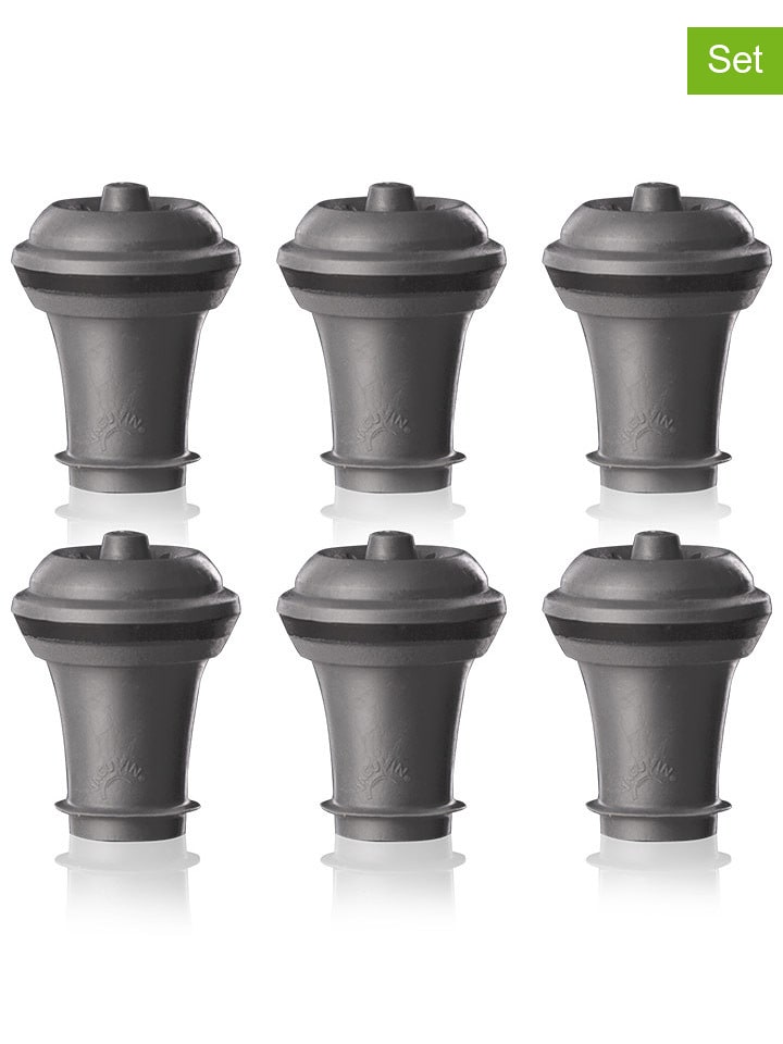 Vacu Vin 6er-Set: Weinstopper in Grau - onesize