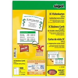 Sigel, Kopierpapier, Visitenkarten (100 Blätter, 225 g/m2)