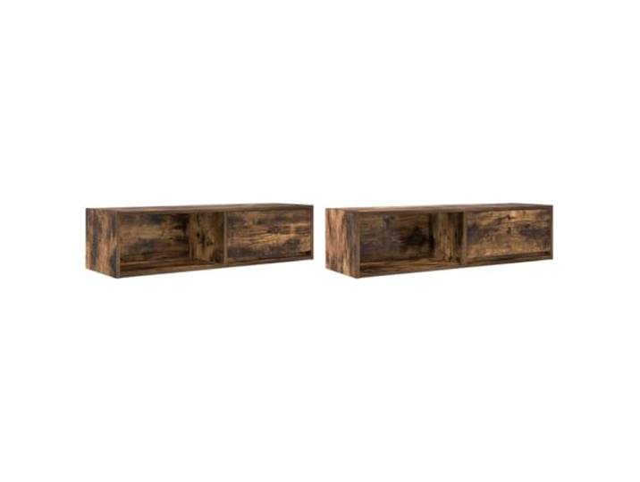 Kaorsrow TV Lowboard 2er Set Hängend Räuchereiche 100x31x25,5 cm Zweiteilige Hängeboards schaffen wertvollen Bodenfreiraum im Wohnzimmer und bieten geordneten Platz für Mediengeräte.