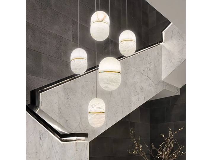 Lampe à suspension en marbre LED lampes suspendues simples design pour salon lampes suspendues en albâtre salle de bain lampes de chevet suspendues