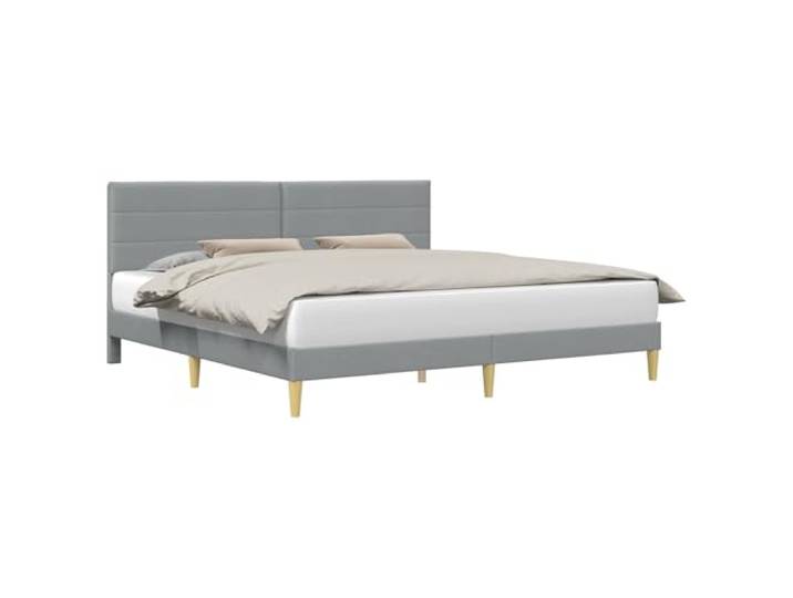 HMDNGOUT Moderner Bettrahmen mit Kopfteil Hellgrau 200 x 200 cm Stoffpolsterung, stabiles Sperrholzgestell mit eleganten gedrehten Beinen, schlankes Design für ruhigen Rückzugsort