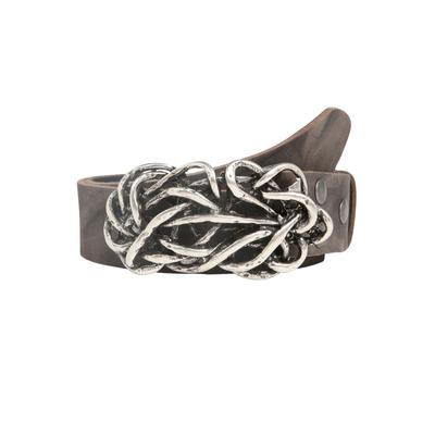 Ledergürtel RETTUNGSRING GÜRTEL, Damen, Gr. 115, grau, Rindsleder, unifarben, Gürtel Ledergürtel, Koppelschließe im Knoten-Design