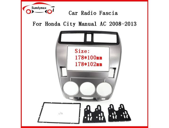 Cadre de Fascia d'autoradio pour honda City 2008 – 2014, panneau stéréo AC manuel, Installation de tableau de bord, cadre DVD Double Din