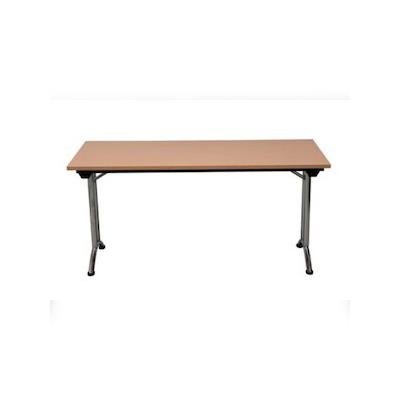 PROREGAL Klapptisch Lizard | C-Fuß-Gestell | HxBxT 75x160x80 cm | Chrom-Buche