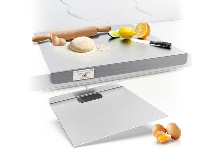 Edelstahl-Schneidebrett, Knetbrett, Backbrett, Arbeitsplatte, Schneidebretter für Fleisch, Obst, Gemüse und Brot, leicht zu reinigen (50 x 70 cm)