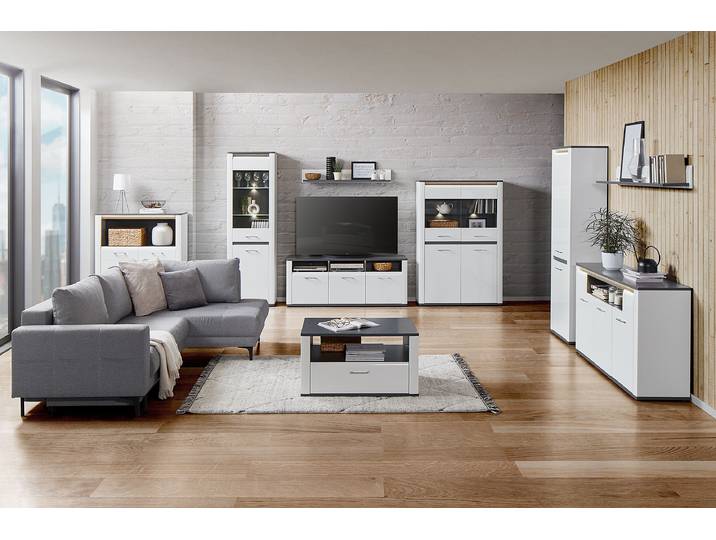 Buffet haut éclairé 109 x 163 x 38cm Blanc