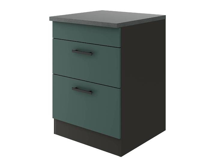 Meuble bas 2 tiroirs 60 x 85 x 60cm Vert/Vert/Anthracite