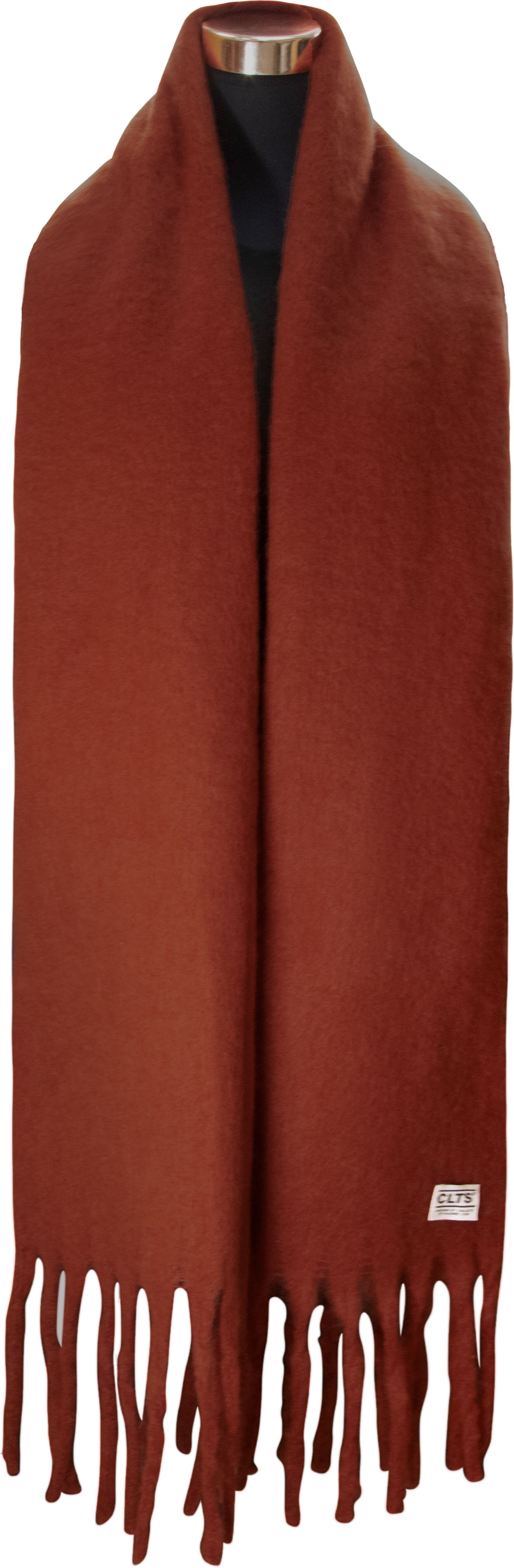 XXL-Schal CHILLOUTS "Govinda Scarf", Damen, braun (rust), Feinstrick, Kunstfaser, unifarben, Modetücher XXL-Schal, mit eleganten Fransen rust Einheitsgröße