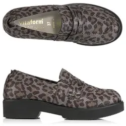 VITAFORM Damen-Slipper Stretchmaterial Leo-Optik Sohle Zoe