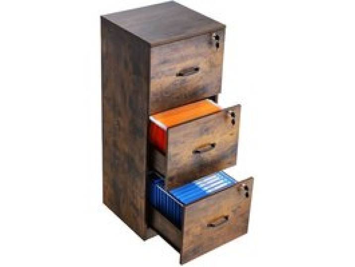 VEVOR Aktenschrank mit 3 Schubladen und Schloss, vertikale Büroschränke aus Holz für Homeoffice, Lagerschrank Materialschrank mit verstellbarer Hängestange, Aufbewahrungsschrank für Akten im A4