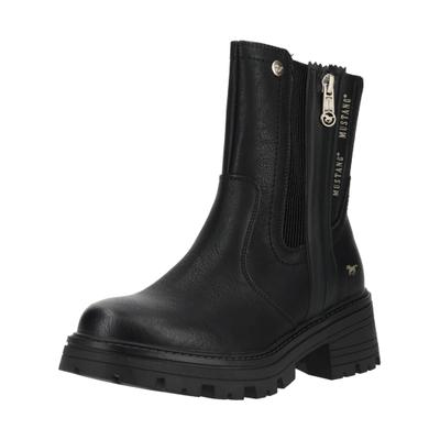 Stiefelette MUSTANG SHOES "Mustang Shoes Stiefelette Lederimitat", Damen, Gr. 42, schwarz, Lederimitat, Schuhe Stiefelette