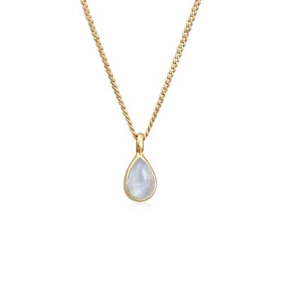Kette mit Anhänger ELLI PREMIUM "Halskette Tropfen Mondstein Elegant 925 Silber" Gr. 45, gold, Halsketten, Damen, ohne Stein, Silber 925 (Sterlingsilber)