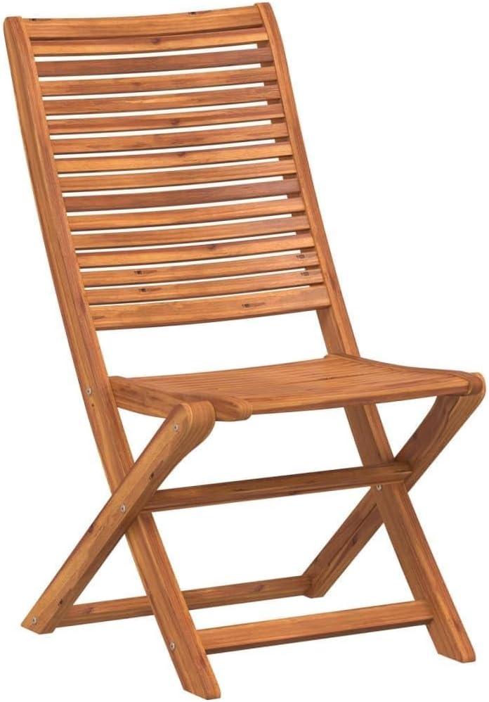 2 klappbare Gartenstühle aus massivem Akazienholz mit Rückenlehne und Latten-Design zum bequemen Sitzen im Freien