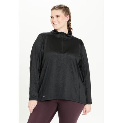 Funktionsshirt Q BY ENDURANCE "JULIETTE W", Damen, Gr. 50, schwarz, 93% Polyester, 7% Elasthan, lang, hoch geschlossener Ausschnitt, Shirts Funktionsshirt, mit atmungsaktiver Eigenschaft