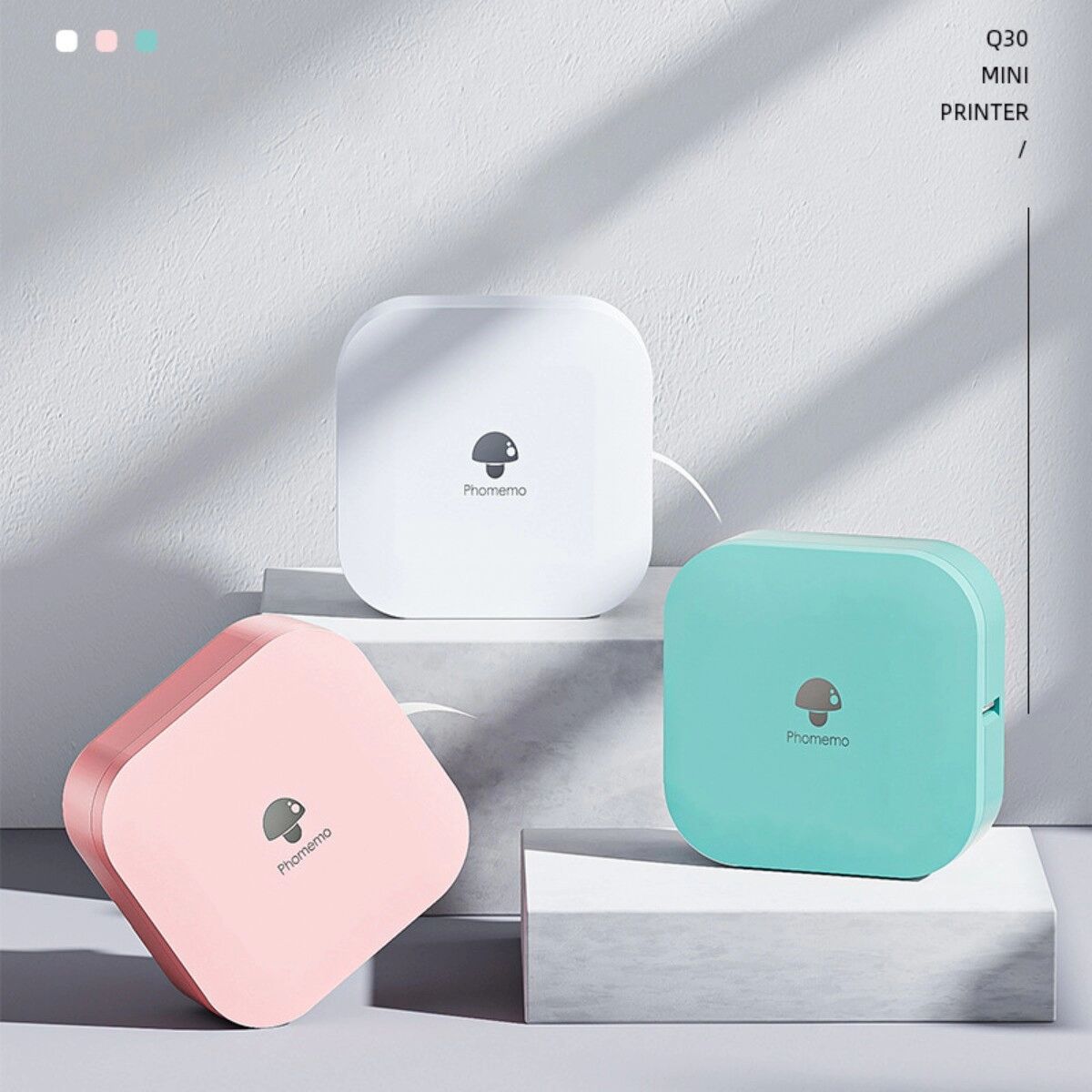 INF Thermo-Etikettendrucker mit einer Papierrolle — Mini Bluetooth Etikettendrucker, USB Type-C, 203dpi, tragbar, kompatibel Rosa