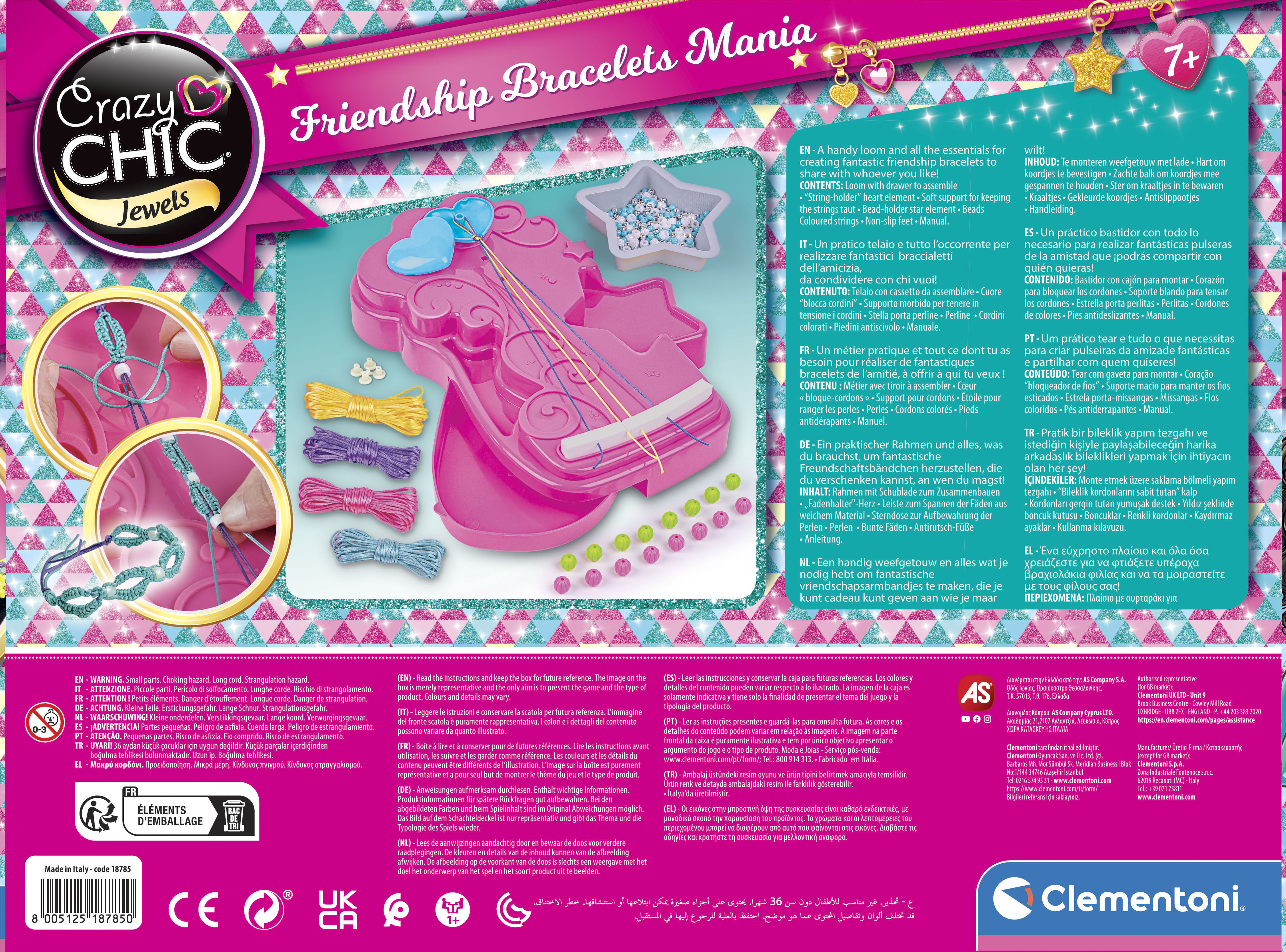 Kreativset CLEMENTONI "Crazy Chic, Freundschafts-Armbänder", bunt, Kreativsets, Kinder, Kunststoff, Kreativset, Made in Europe