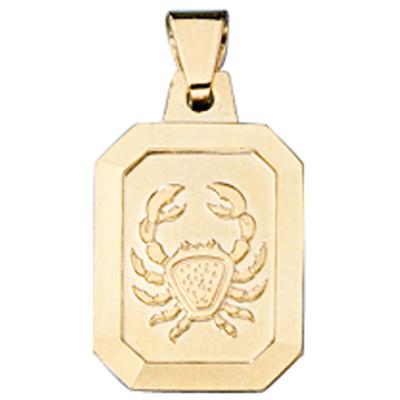 Sternzeichenanhänger JOBO "Anhänger Sternzeichen", gold (gelbgold 333), Schmuckanhänger, Damen, Krebs, Gelbgold 333, 333 Gold achteckig