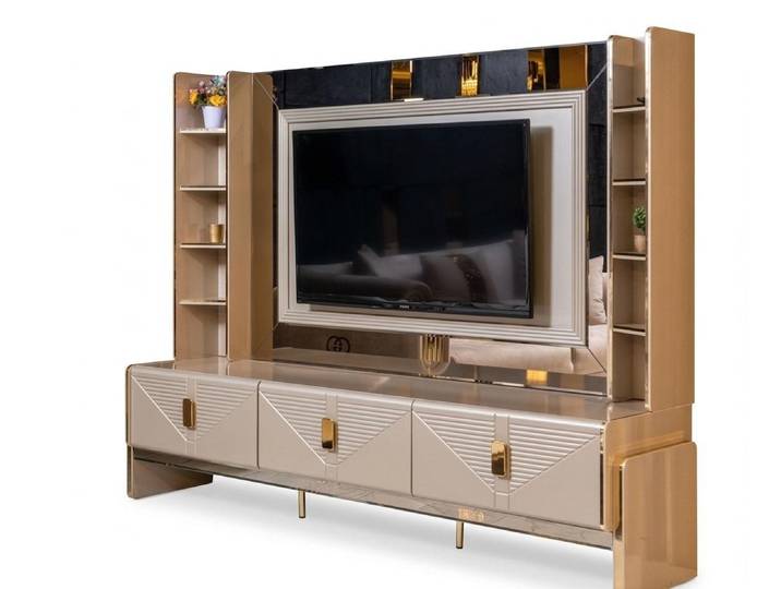 Xlmoebel TV-Wand Beiger TV-Block im modernen Design – stilvoll und komfortabel, Made in Europa