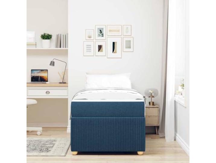 KTHLBRH Einzelbett 100 x 200 cm Blau mit Matratze Struktur aus Holz, Füße aus Kunststoff, mittlere Härte, atmungsaktives Gewebe