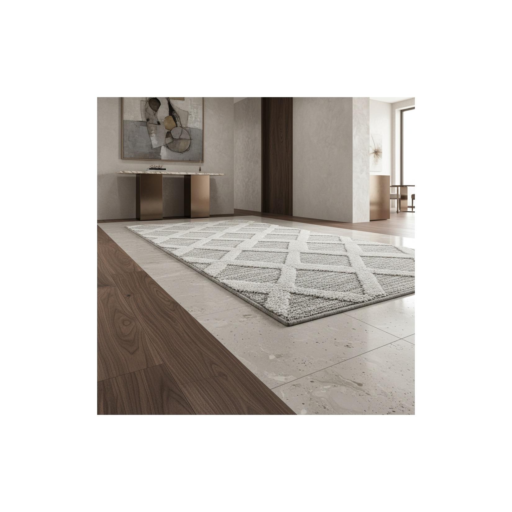 Teppich Hochflor TALFER in Grau, im Boho-Stil, 80 x 250 cm