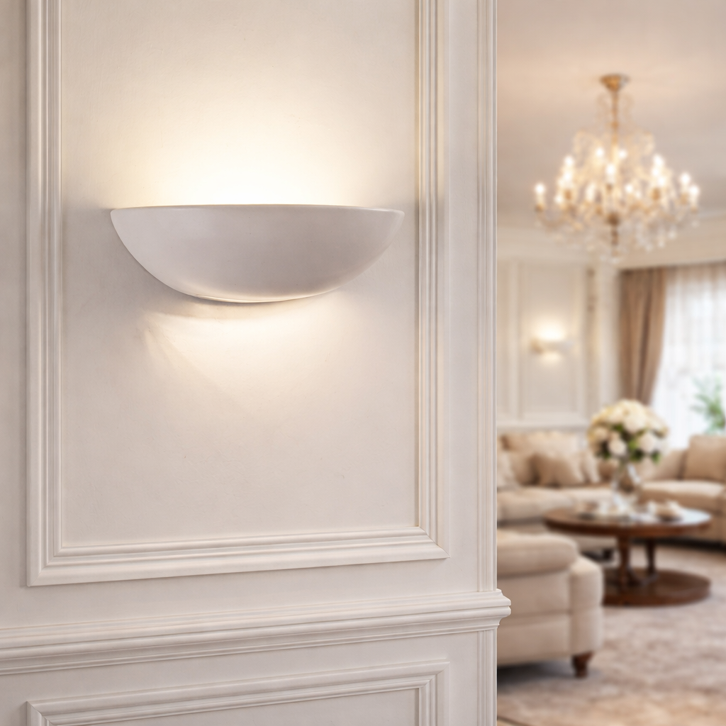 Toscana Applique Rustica In Ceramica Bianco Invecchiato