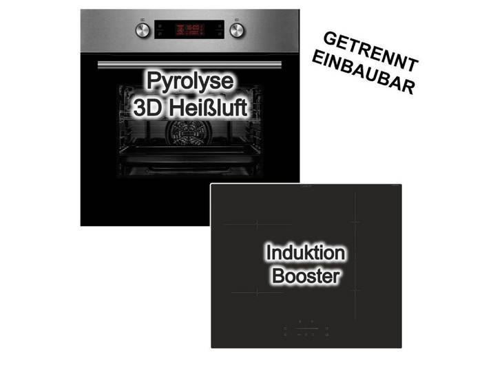 Midea Backofen-Set Pyrolyse Teleskopauszug +Candy Induktionskochfeld Boost Slider hOn-App, mit 1-fach Teilauszug, Pyrolyse-Selbstreinigung