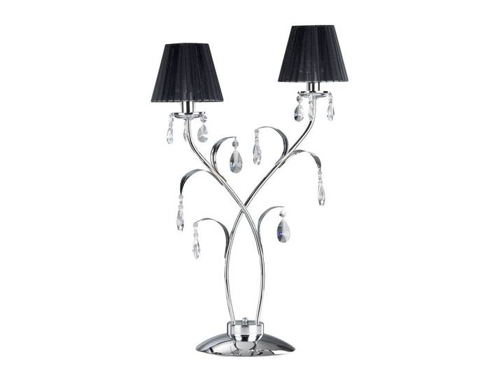 Kristall-Tischleuchte, Schwarz, Chromfarben, Metall, Glas, 70 cm, Lampen & Leuchten, Innenbeleuchtung, Tischlampen, Tischlampen