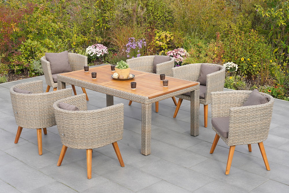 MERXXHANDELS Imperia Set 7tlg 6 Sessel Tisch 180x100cm 16946477