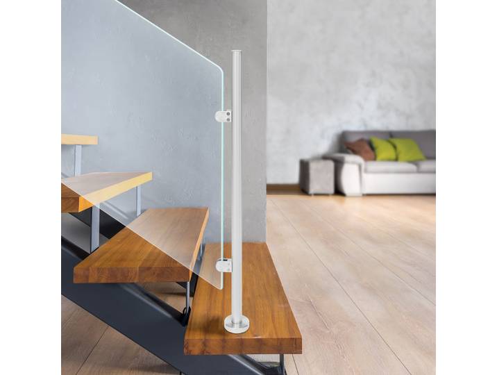 Poste de garde-corps en acier inoxydable, argent, 43.3 pouces, main courante de maison pour garde-corps de balcon, garde-corps de Patio