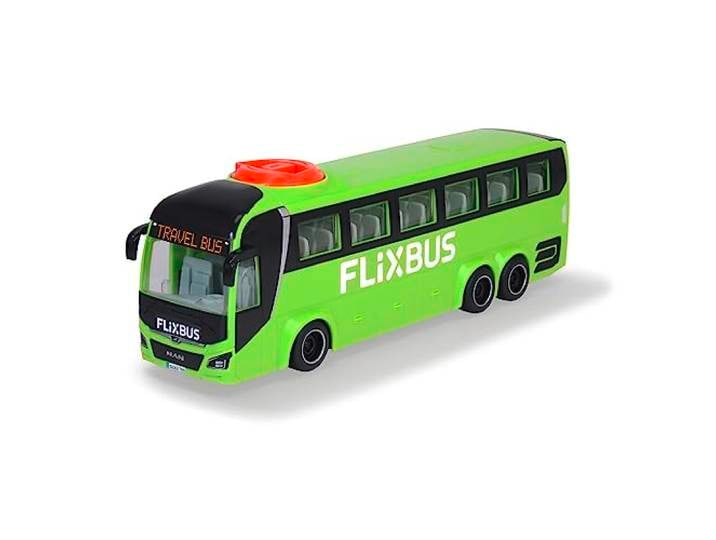 Dickie Toys MAN FlixBus Grün (26,5 cm) - Lenkbarer Bus Spielzeug mit Freilauf & öffnenden TüRen - Lizenzierte Spielzeugautos für Kinder ab 3 Jahren - Reise-Autobus zum Spielen - 203744015