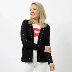 KILIAN KERNER SENSES Cardigan, Langarm Strassnieten offene Front figurumspielend