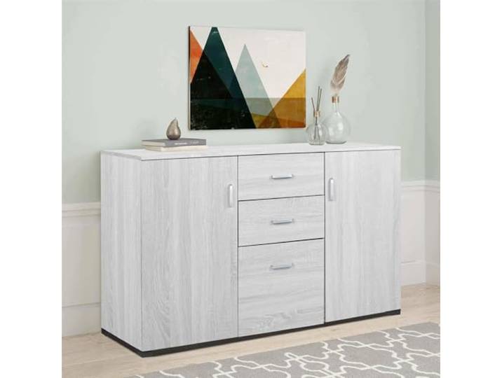 Dmora Kommode Benidorm 120x40x82,5 cm Grau 2 Regale 2 Schubladen