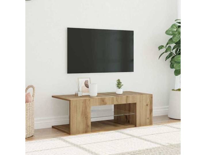 Meuble TV avec lumières LED chêne artisanal bois d'ingénierie support TV meuble multimédia console TV meuble 856326