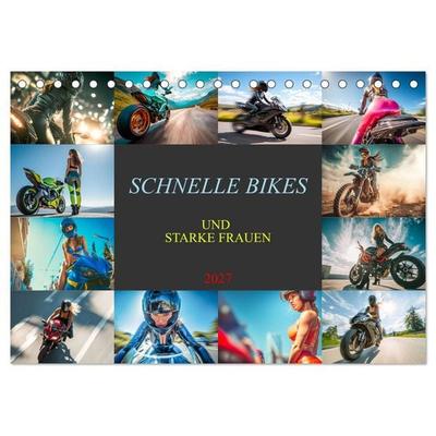 Schnelle Bikes und Starke Frauen (Tischkalender 2027 DIN A5 quer), CALVENDO Monatskalender