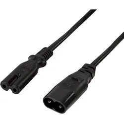 LogiLink Stromkabel Verlängerung Kaltgeräte 2 m Schwarz