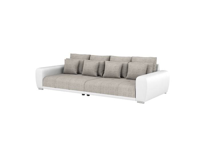 Sofa Leder SAM grau/weiss