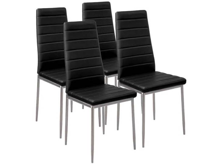 Bakaji Set 4 Stühle moderne Esszimmer Wohnzimmer Küche Sitz gepolstert Kunstleder schwarz 4 x Stühle in Promo schwarz