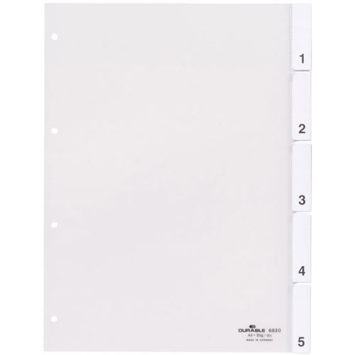 DURABLE Kunststoff-Register, A4, 5-teilig, transparent