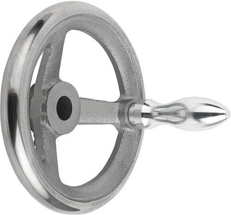 KIPP Handrad DIN950 160mm Grauguss Stahl Ballengriff (K0671.4160X16)